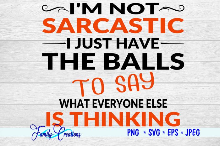 I'M NOT SARCASTIC I JUST HAVE THE BALLS to say What everyone else if T ... I'M NOT SARCASTIC I JUST HAVE THE BALLS to say What everyone else if T ...
